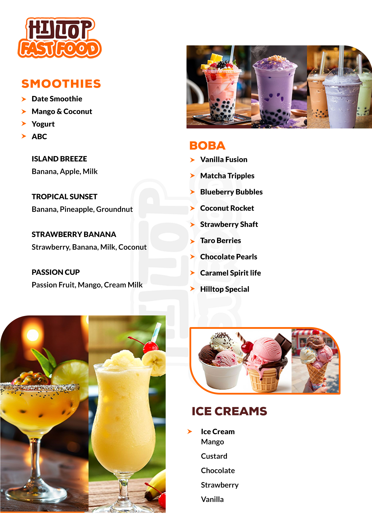 Hilltop FastFood Menu